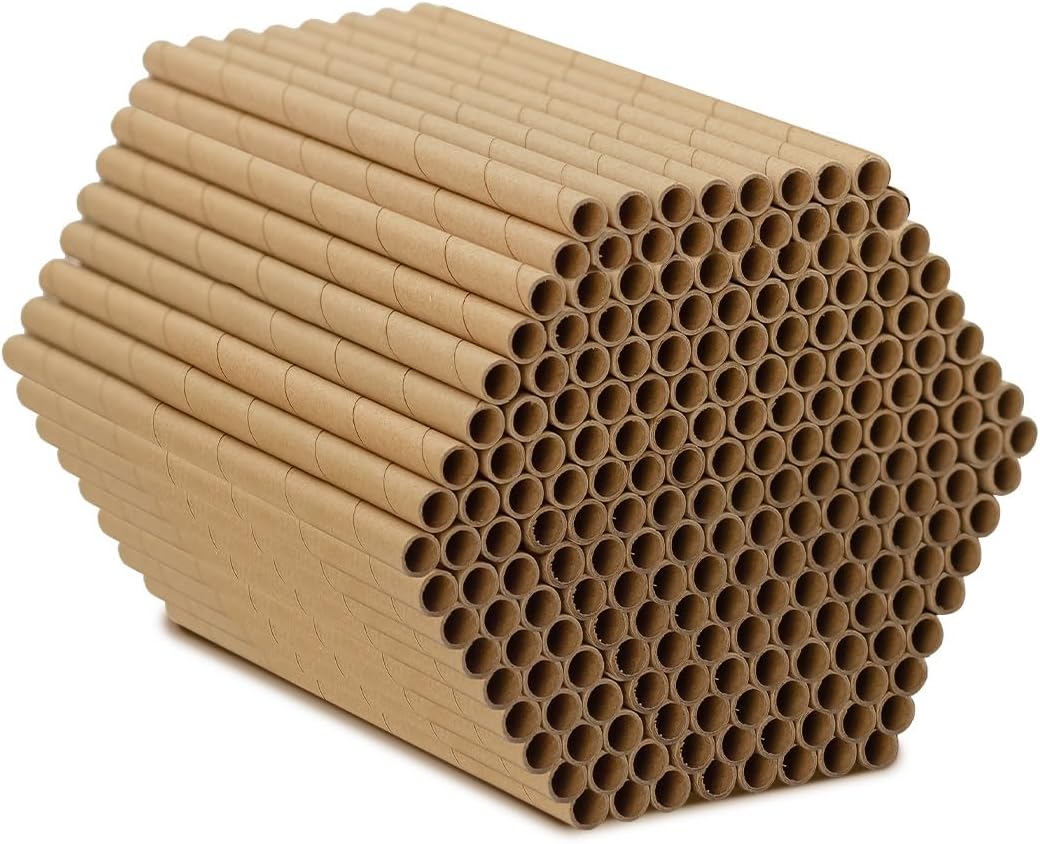 200pcs Cardboard Bee House Nesting Tubes - 6" Long X 5/16" Diameter Tube for Mason Solitary Bees - for Filling Insect Hotels and Bug Houses
