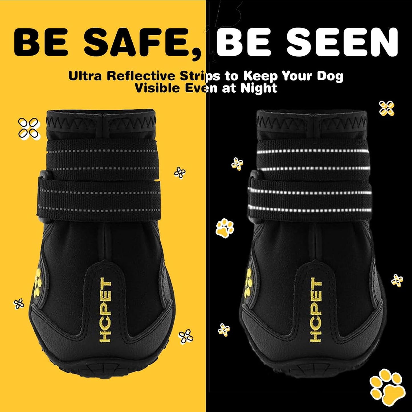 Hcpet Dog Shoes, Dog Boots for Small Dogs, Waterproof Medium Dog Booties Paw Protector for Summer Hot Pavement, Winter Snowy Day, Outdoor Walking, Indoor Hardfloors Anti Slip Sole Black Size 1