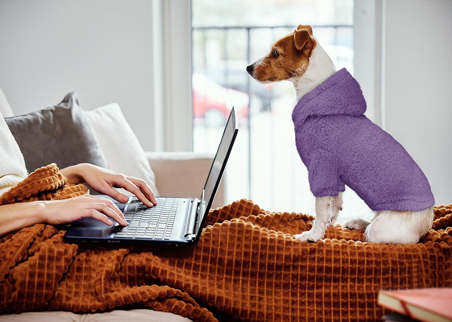 Fuzzy Dog Sweaters for Small Dogs Dog Hoodie Pet Clothes Warm Soft Cozy Coats Hooded Sweatshirt Fleece Small Pet Hoodies Sweater(Purple-S)