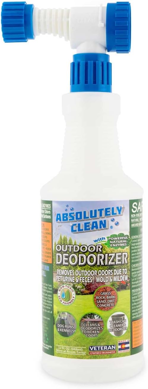 Amazing Outdoor Deodorizer odor eliminator Natural Enzyme Just Spray & Walk Away Grass, AstroTurf, Dog Runs, Patios, Decks, Fences & More Vet Approved - 32oz odor eliminator for strong odor
