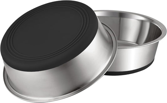 YINGFAN Stainless Steel Dog Bowls Set of 2, Metal Dog Bowls with Non-Slip Rubber Base, Durable Food and Water Bowl for Medium, Large Dogs, Holds 7 Cups, BPA-Free, Dishwasher Safe (Black)