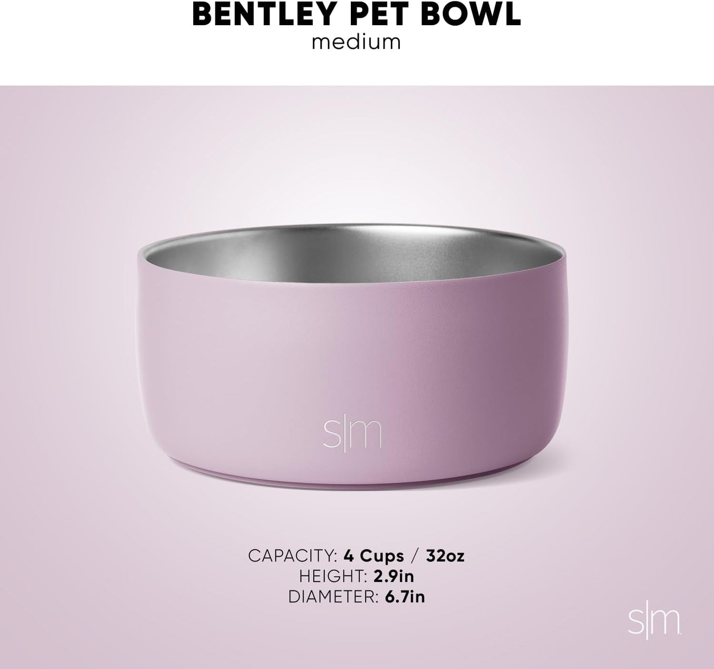 Simple Modern Stainless Steel Pet Water Bowl for Dogs & Cats | Insulated Stainless Steel Food Bowls for Dog Cat | No Tip No Slip BPA Free | Bentley Collection | Medium (4 Cups) | Sea Glass Sage