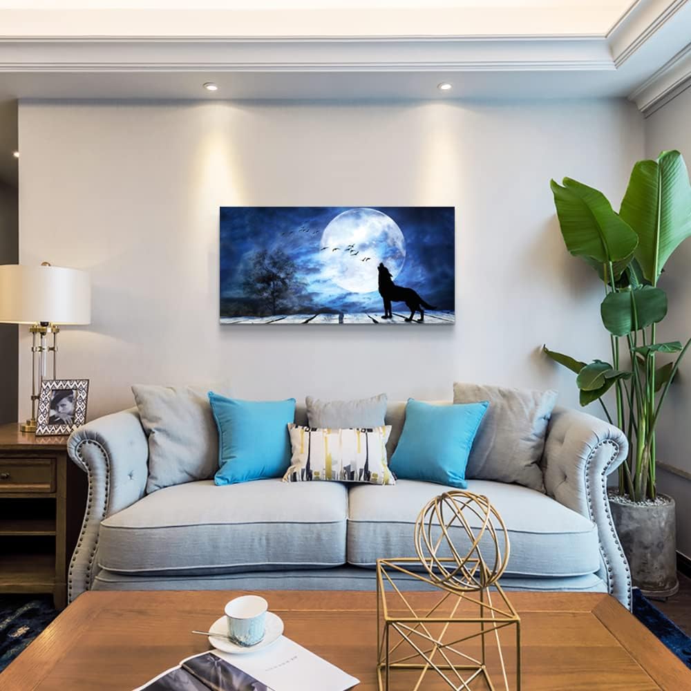 Canvas Wall Art For Bedroom Wall Decoration For Living Room Large Size Luminous Scenery Wolf Wall Decor Pictures Artwork Painting Modern Office Canvas Art Prints Room Decor Ready To For Home Decor