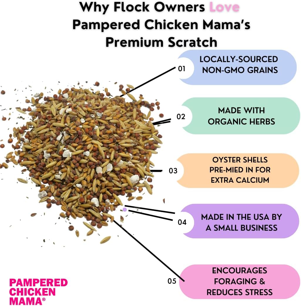 Pampered Chicken Mama Chick Feed - Premium Chicken Scratch Treat - High Protein & Calcium Grower Feed for Laying Hens (10 lbs)