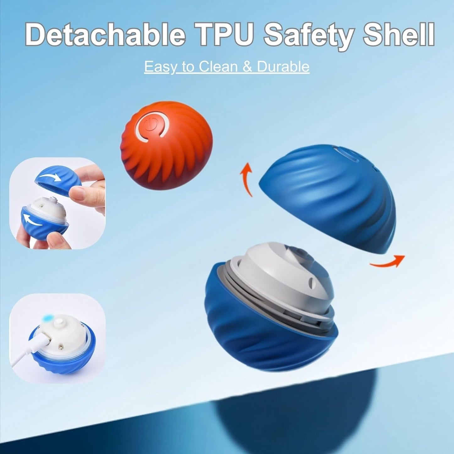 Zoomie Buddy 2.0, Zoomie Buddy for Dogs, 2 in 1 Smart Touch Interactive Dog Balls ＆ Pet Feeder, 2.83" Diameter, Suitable for Small/Medium Dogs, with Fruit Plush Cover (Blue+Orange, 3*Mix)