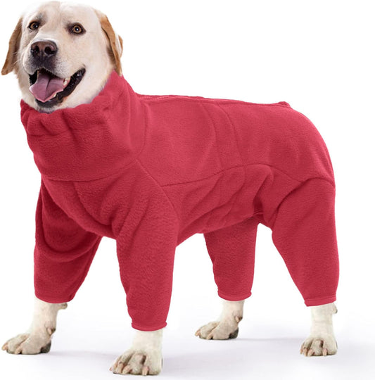 ROZKITCH Dog Pjs for Small Dogs, Pet Windproof Warm Cold Weather Jacket Vest Cozy Jumpsuit Apparel Outfit Clothes for Small Dog Walking Hiking Sleep Red 2XS