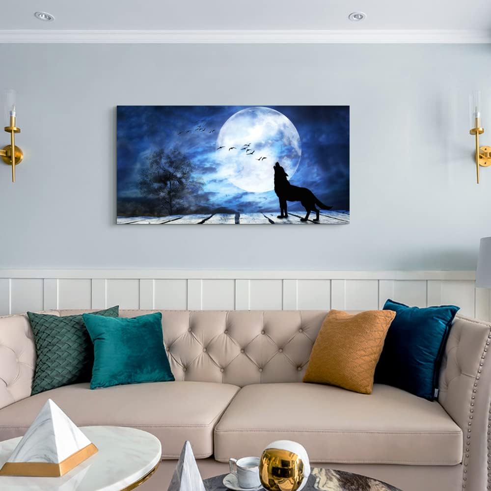 Canvas Wall Art For Bedroom Wall Decoration For Living Room Large Size Luminous Scenery Wolf Wall Decor Pictures Artwork Painting Modern Office Canvas Art Prints Room Decor Ready To For Home Decor