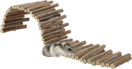 Hamster Toys, Flexible Hamster Wooden Bridge, 11.8In Hamster Fence, Hamster Cage Decor and Platforms, Hamster Cage Accessories(19.69In)
