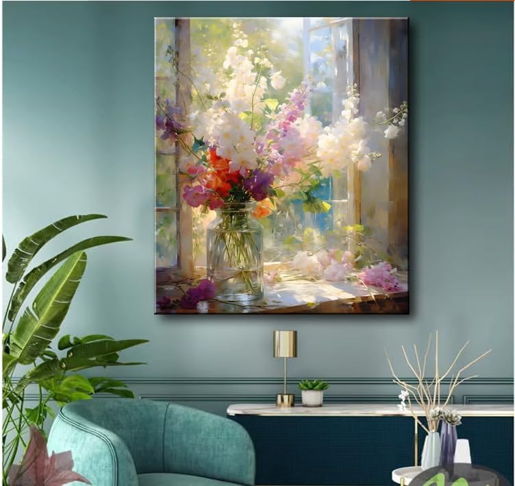 weiyiart Colorful Floral Bathroom Wall Art, Watercolor Flower Canvas Wall Decor, Farmhouse Nature Aesthetic Botanical picture Print Modern Printing Artwork for Office Living Room Girls Bedroom 16X24