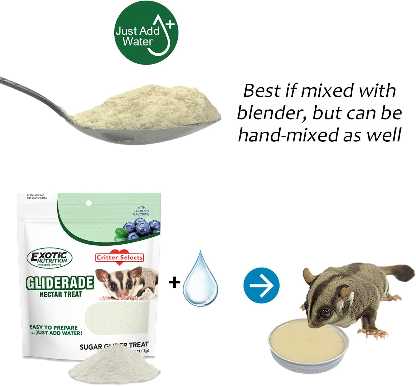 Gliderade Nectar - Vitamin-Enriched Healthy Nectar Supplement - Powdered Mix - Provides Necessary Carbohydrates for Sugar Gliders (4 oz.)