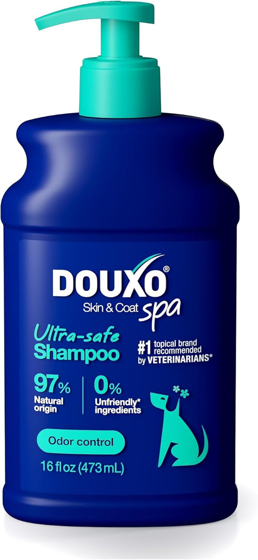 DOUXO® Skin & Coat SPA - Ultra-Safe Odor Control Dog Shampoo for Smelly Dogs, 16 fl oz, Cleans and Hydrates The Skin, Removes Odor, Leaves The Coat Soft and Smelling Great, Skin-Friendly Formula