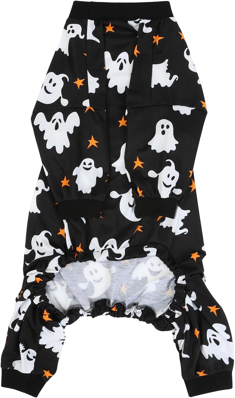 HDE Dog Pajamas One Piece Jumpsuit Lightweight Dog PJs Shirt for M-3XL Dogs Ghostly Stars - 2XL