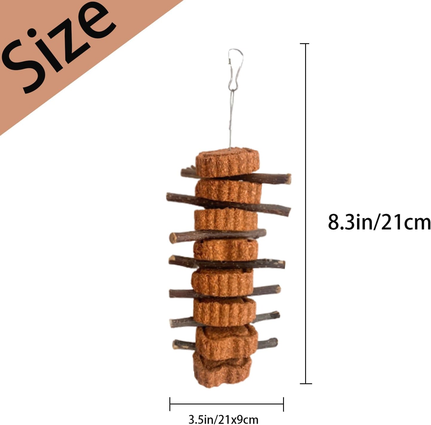 Bunny Carrot Cake Chew Toys,Rabbit Teeth Grinding Hanging Chinchillas Molar Toy Improve Dental Health Natural Apple Sticks for Guinea Pigs Rats Hamsters Gerbils(4 Packs)