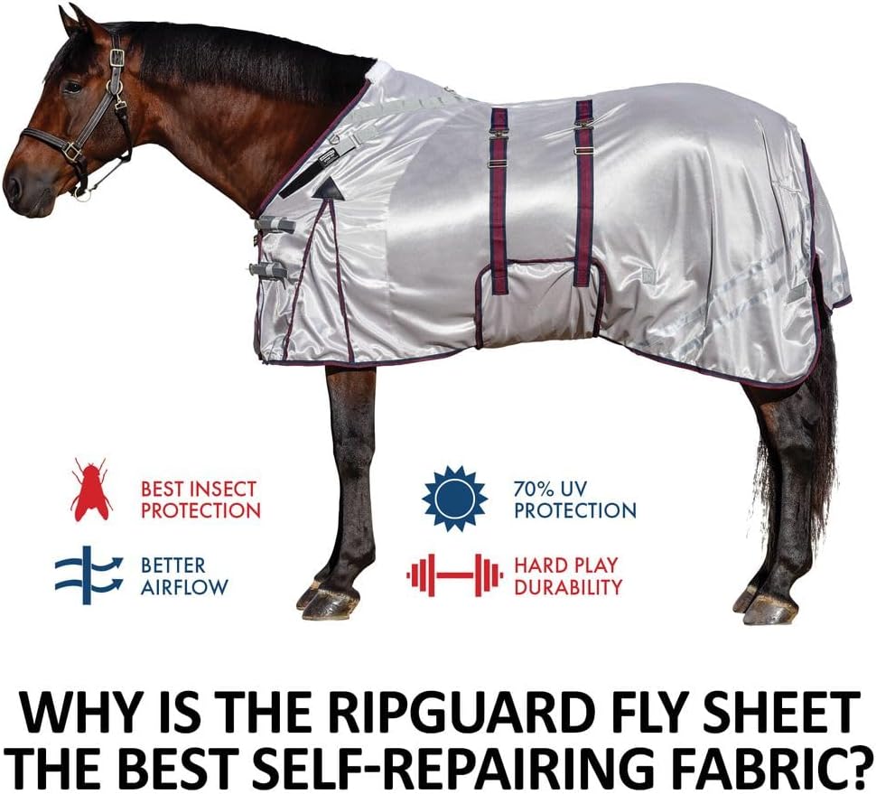 Dura-Tech RipGuard Adjusta-Fit Horse Fly Sheets | Self-Repairing Durability | Enhanced UV & Insect Protection | Ideal for All Horse Breeds