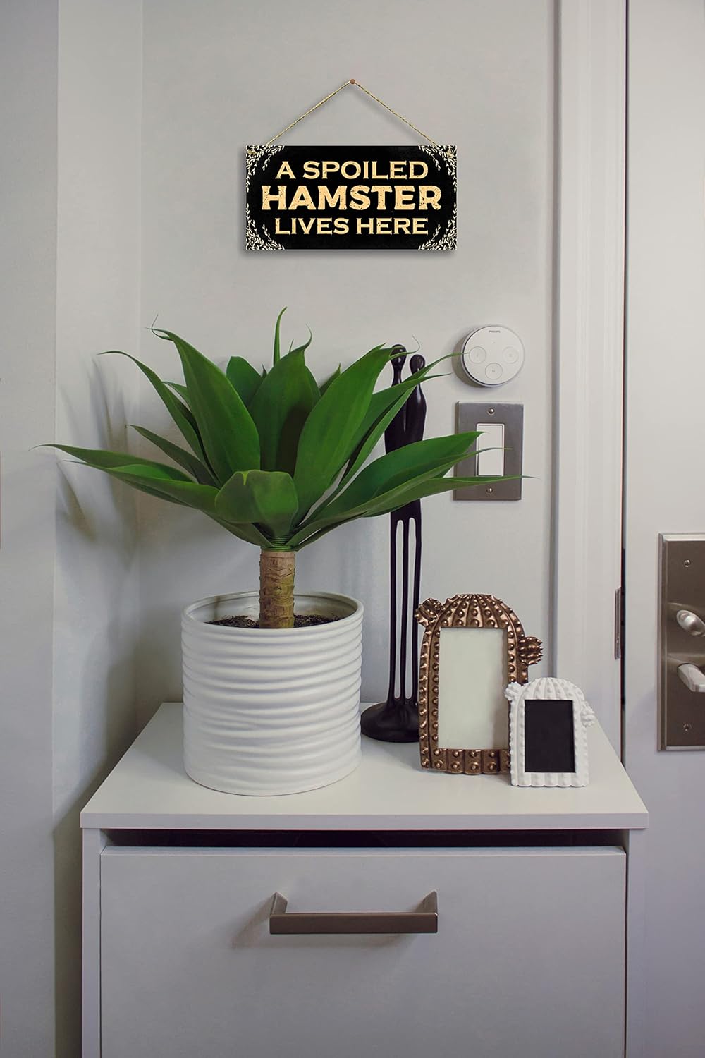 Spoiled Hamster Sign Decor & Cage Accessory (5" X 10")