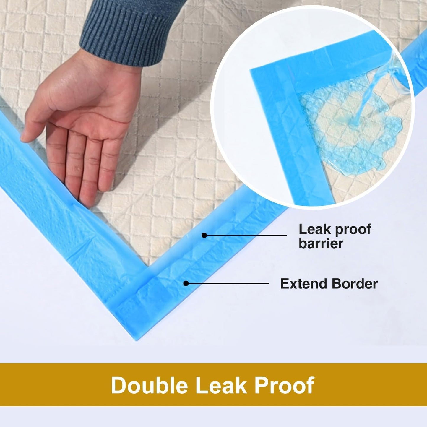 Gardner Pet Ultra Absorbent Thicker Dog Pee Pads Extra Large XL 28"x34" Leak-Proof Odor-Control Blue Puppy Training Pads Full Edge-Wrapping Pad for Dogs Dogs, Puppies, Doggie, Cats, Rabbits - 50 Ct