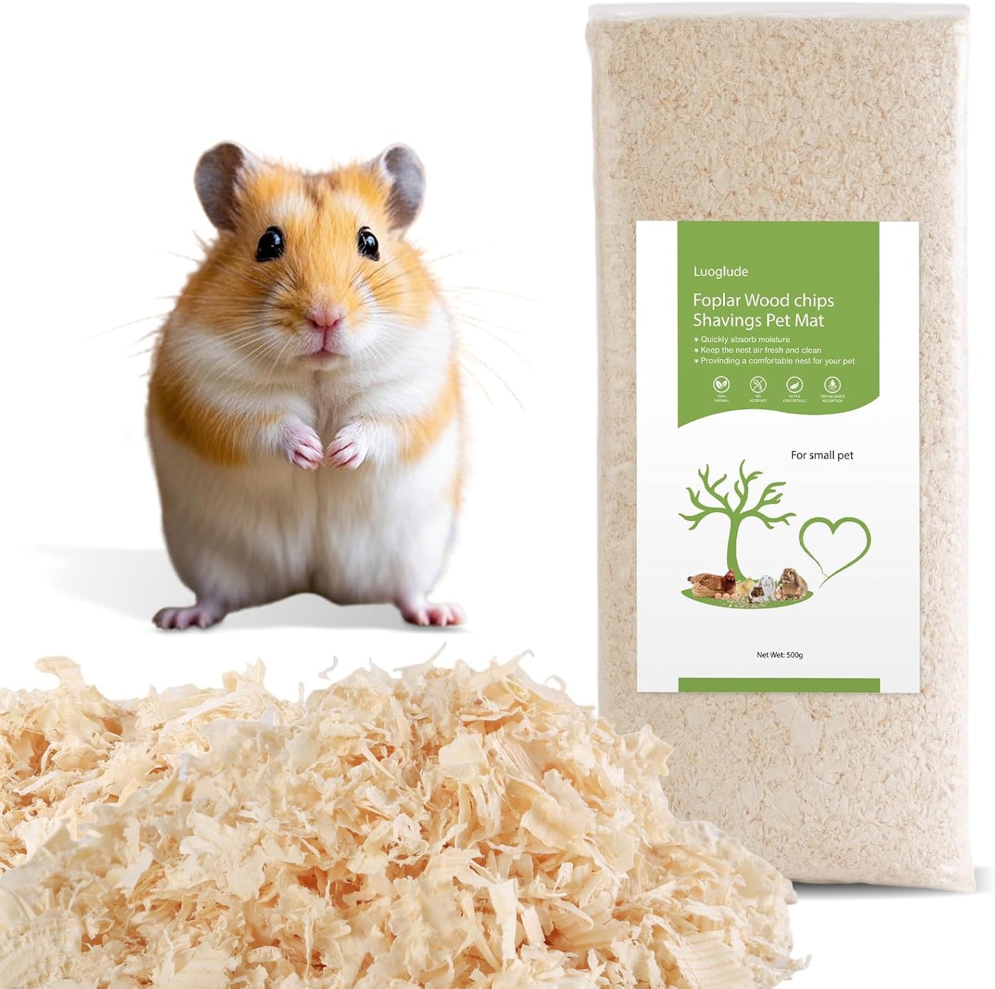 18oz Natural Aspen Wood Pet Bedding – Low Dust, Odor Control & Ultra Absorbent Shavings for Hamsters, Parrots, Guinea Pigs & Small Animals