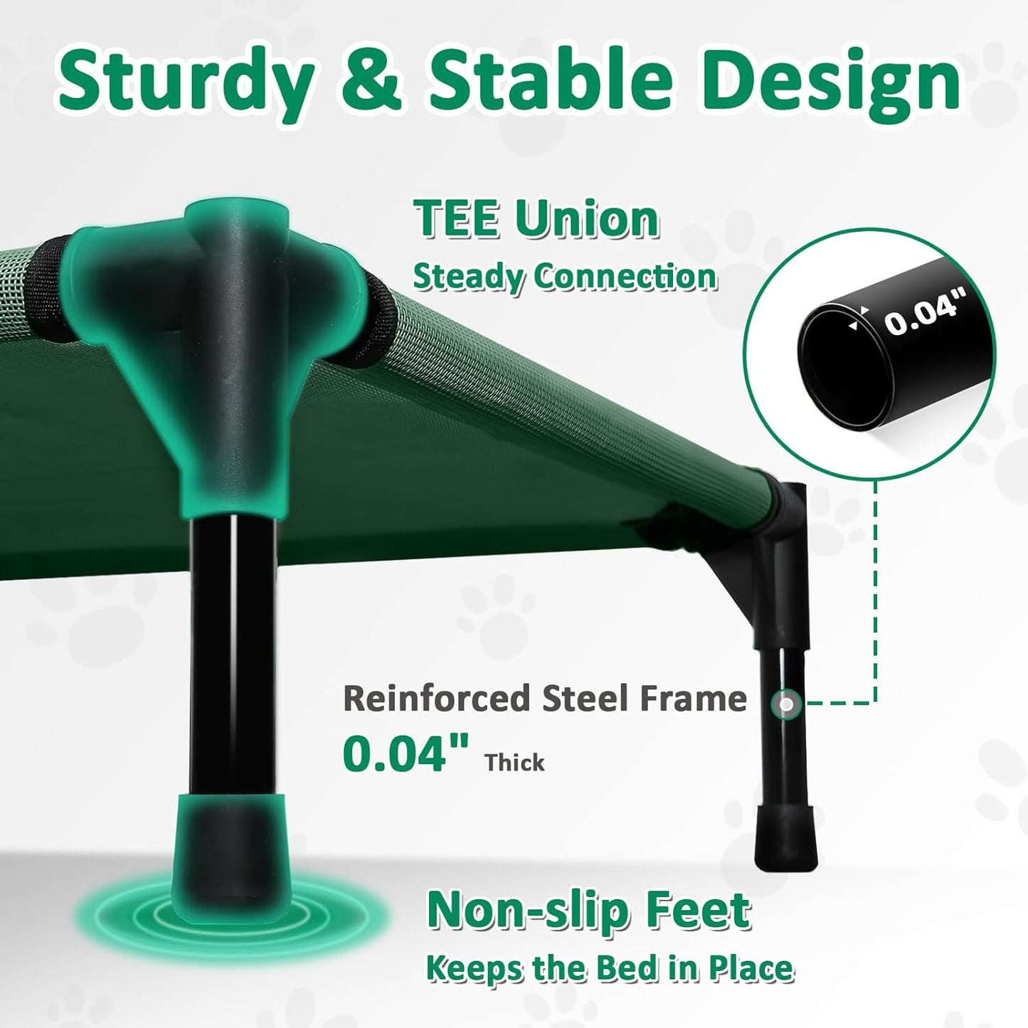 42 Inch Cooling Elevated Dog Cots Beds for Large Dogs, Lifted Pet Hammock Bed with Washable & Breathable Mesh, Non-Slip Feet, Raised Dogs Place Bed (L, Green)