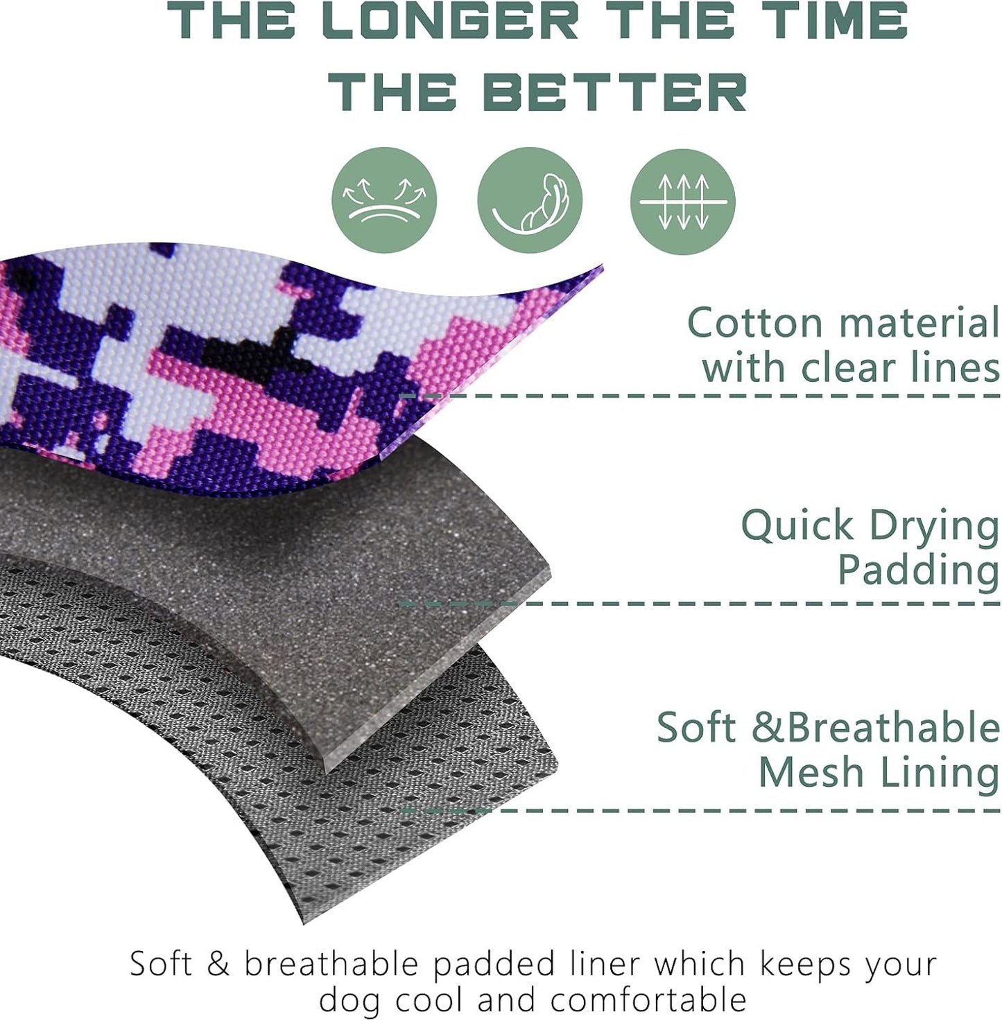 BUMBIN Tactical Dog Harness for Large Dogs No Pull, Famous TIK Tok No Pull Dog Harness, Fit Smart Reflective Pet Walking Harness for Training, Adjustable Dog Vest Harness with Handle Purple Camo XL