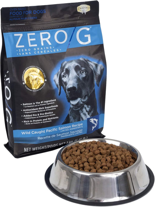 Darford Zero G Wild Caught Pacific Salmon Dog Food Oven Baked with Omega 3 6 Fatty Acids Prebiotics Superfoods Grain Free Limited Ingredients for Skin Coat Digestion All Life Stages 4.4lb