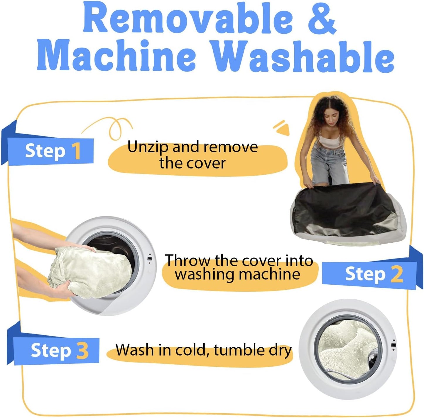 Washable Orthopedic Large Dog Bed - Extra Large Dog Beds with Bolsters Removable Orthopedic Foam Support Dogs Bed for XL Large Size Dogs with Waterproof Cover Non-Slip Bottom Pet Beds