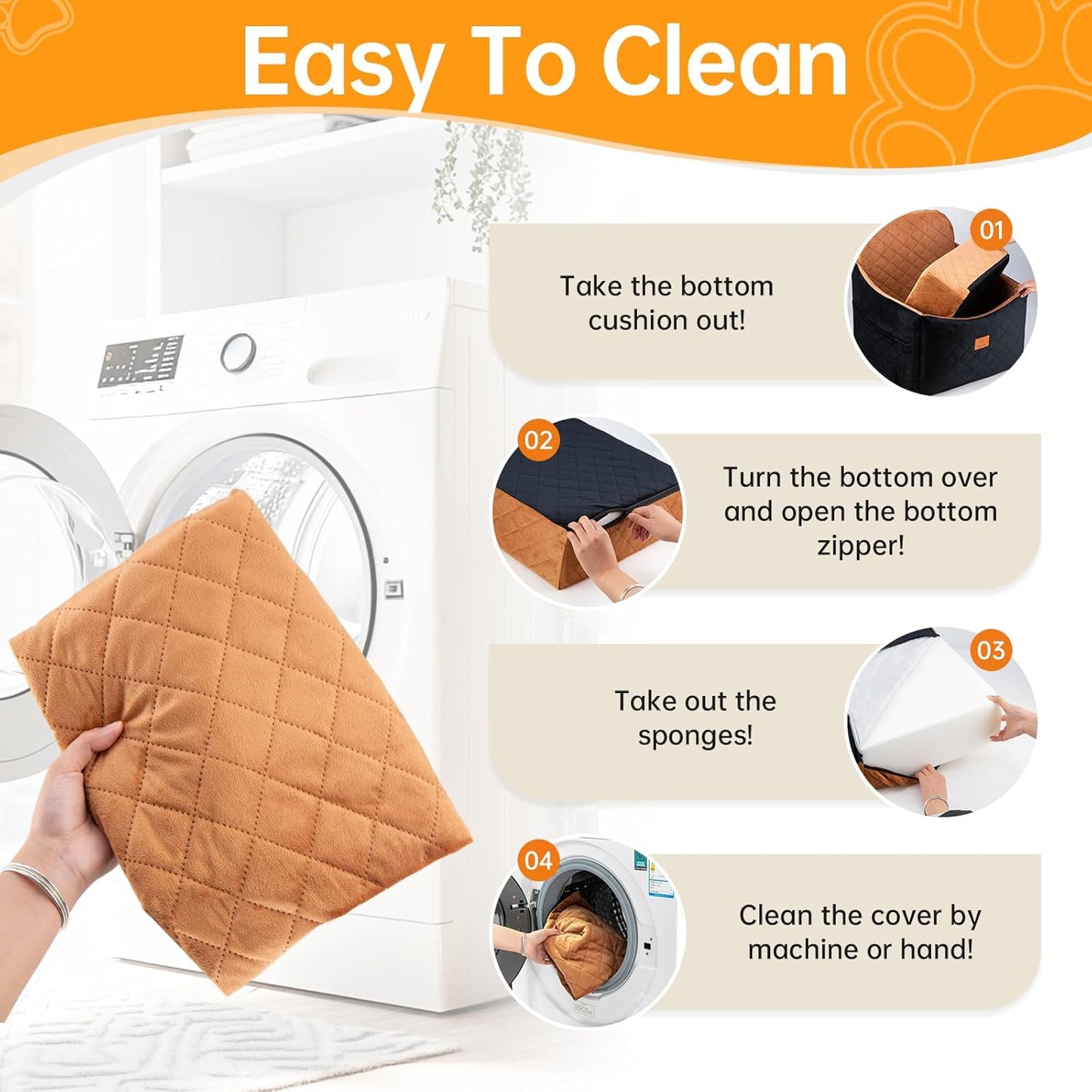 Dog Car Seats for Small/Medium Dogs, FurFrolic Memory Foam Dog Booster Seat for Small Dogs up to 35 lbs, Travel Pet Car Seat with Washable Detachable Cover, Storage Pockets, 2 Safety Belt, Black Brown