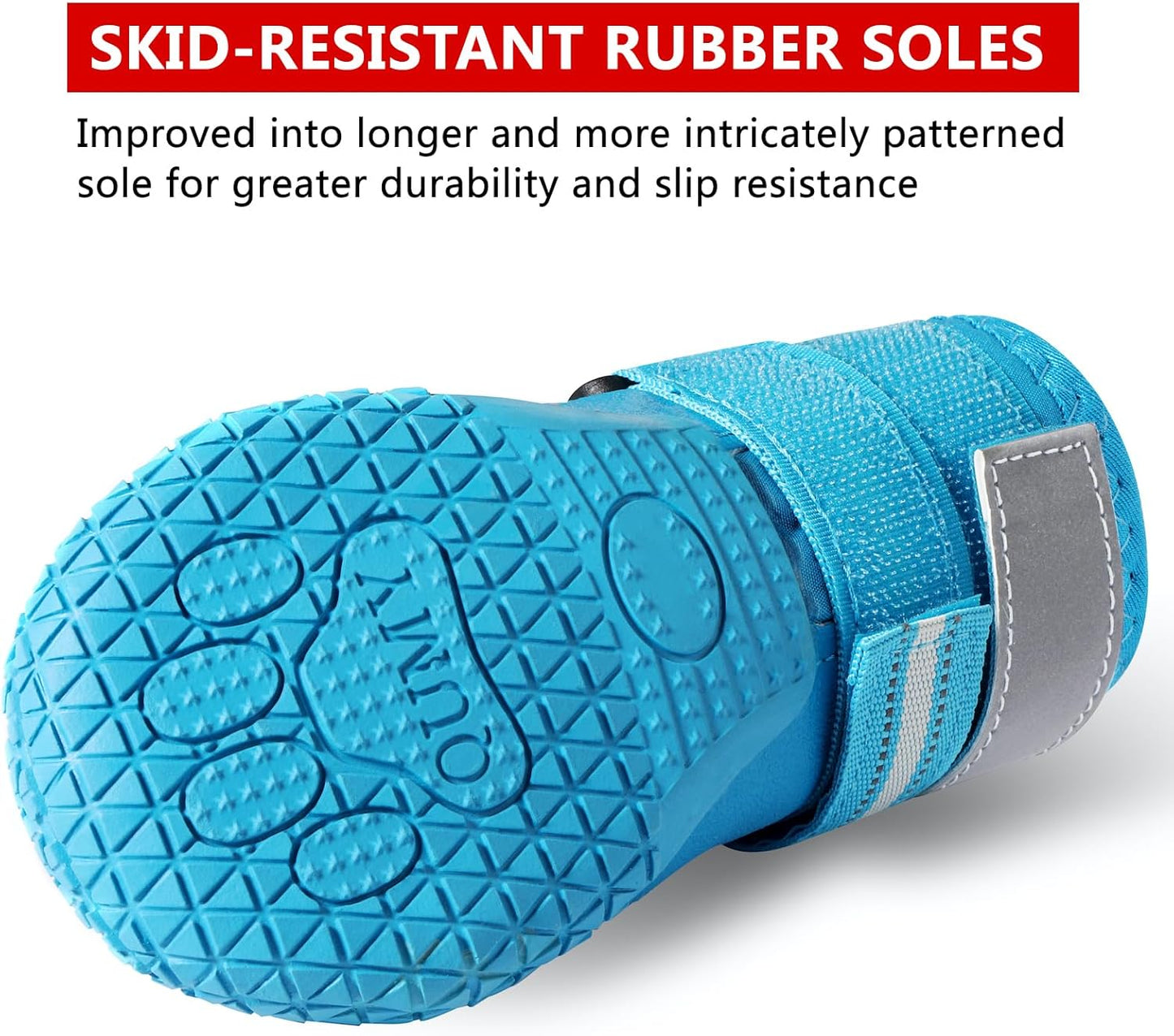 QUMY Dog Shoes for Large Dogs, Medium Dog Boots & Paw Protectors for Winter Snowy Day, Summer Hot Pavement, Water-Resistant in Rainy Weather, Outdoor Walking, Indoor Hardfloors Skid-Resistant Sole