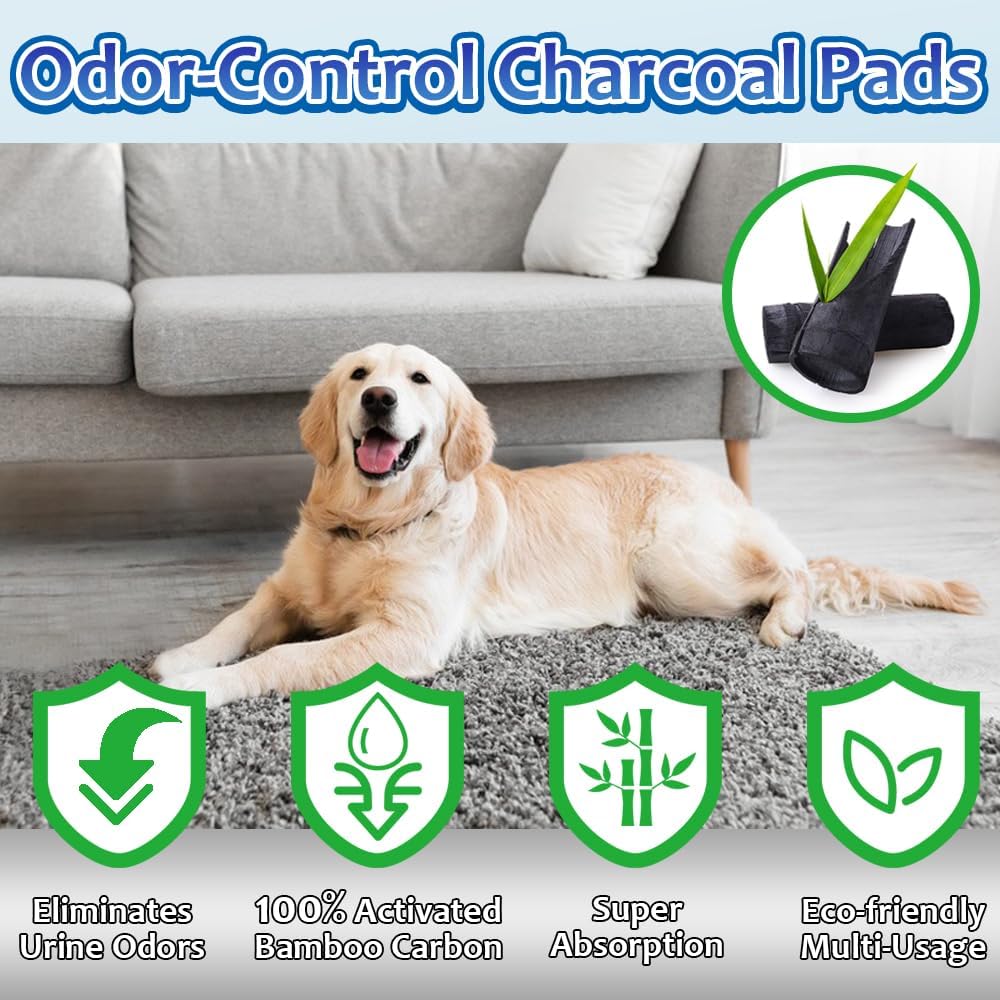 Charcoal Dog Pee Pads Extra Large 28“x34”, Puppy Pads XL 30 Count, Potty Pads for Dogs, Disposable Urine Bed Pads for Odor-Control, X-Large Piddle Underpads, Training Liners for Housebreaking