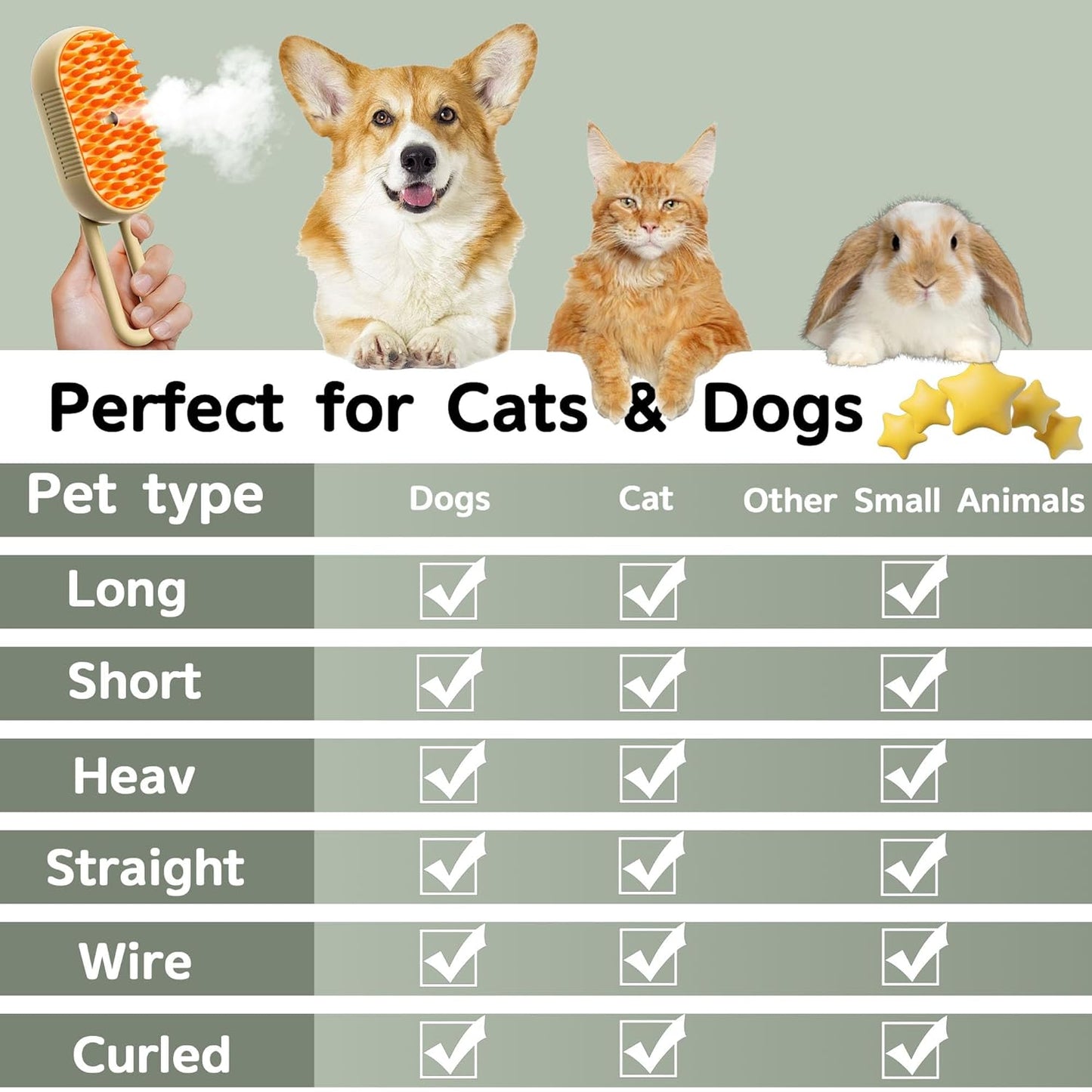 Cat Steam Brush for Shedding, 4 in 1 Rechargeable Pet Steam Brush for Dogs and Cats, Anti-Static, Massage, Cleaning, Shedding & Combing All In One! (White)