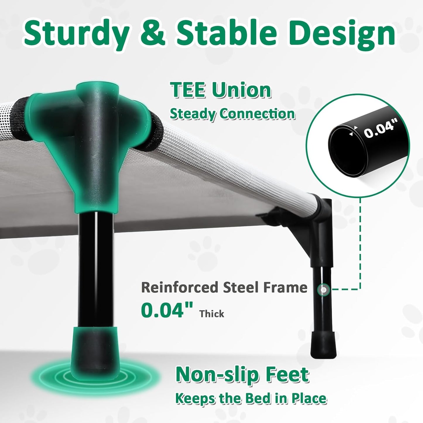 Elevated Dog Cots Beds for Medium Dogs, Raised Dog Camping Bed with Skid-Resistant Feet & Breathable Mesh, Lifted Pet Hammock Bed with Frame, Grey