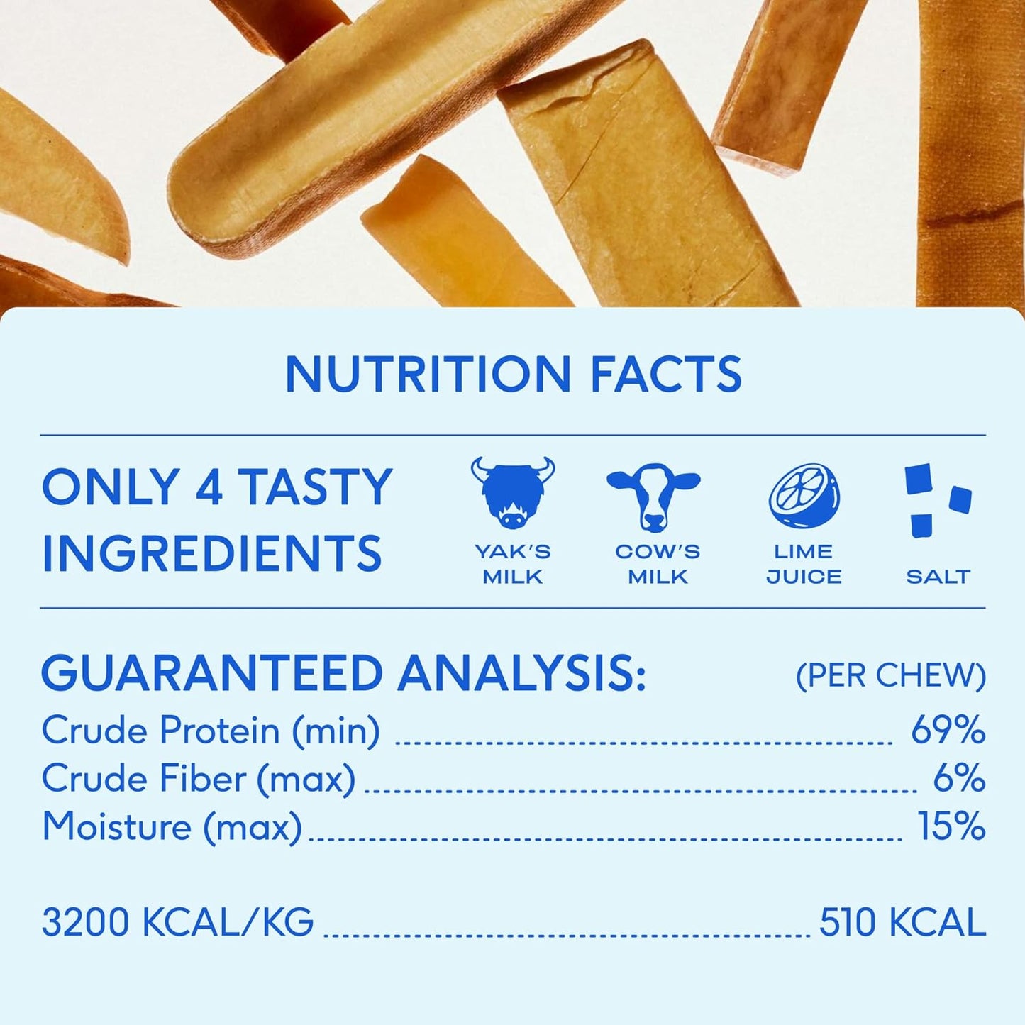 Native Pet Yak Cheese Himalayan Dog Chews - Long Lasting Dental Sticks for Small Breeds– 100% All Natural Himalayan Yak Chews for Small Dogs – Cheese Bone for Aggressive Chewers - 5 Per Pack