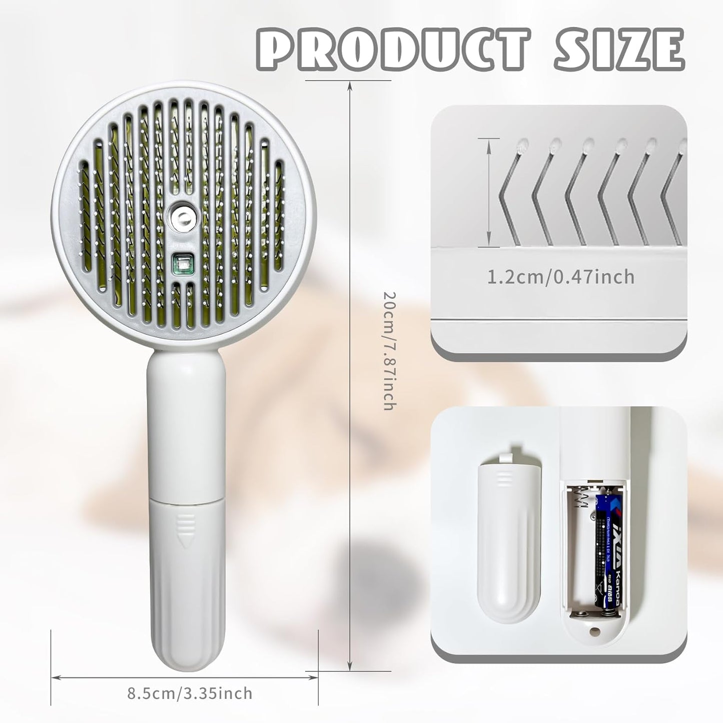 3-in-1 Steam Brush for Cats & Dogs – Hair Removal Comb with One-Click Release & Water Spray – Grooming Brush for Shedding, Long/Short Hair (white brushs)