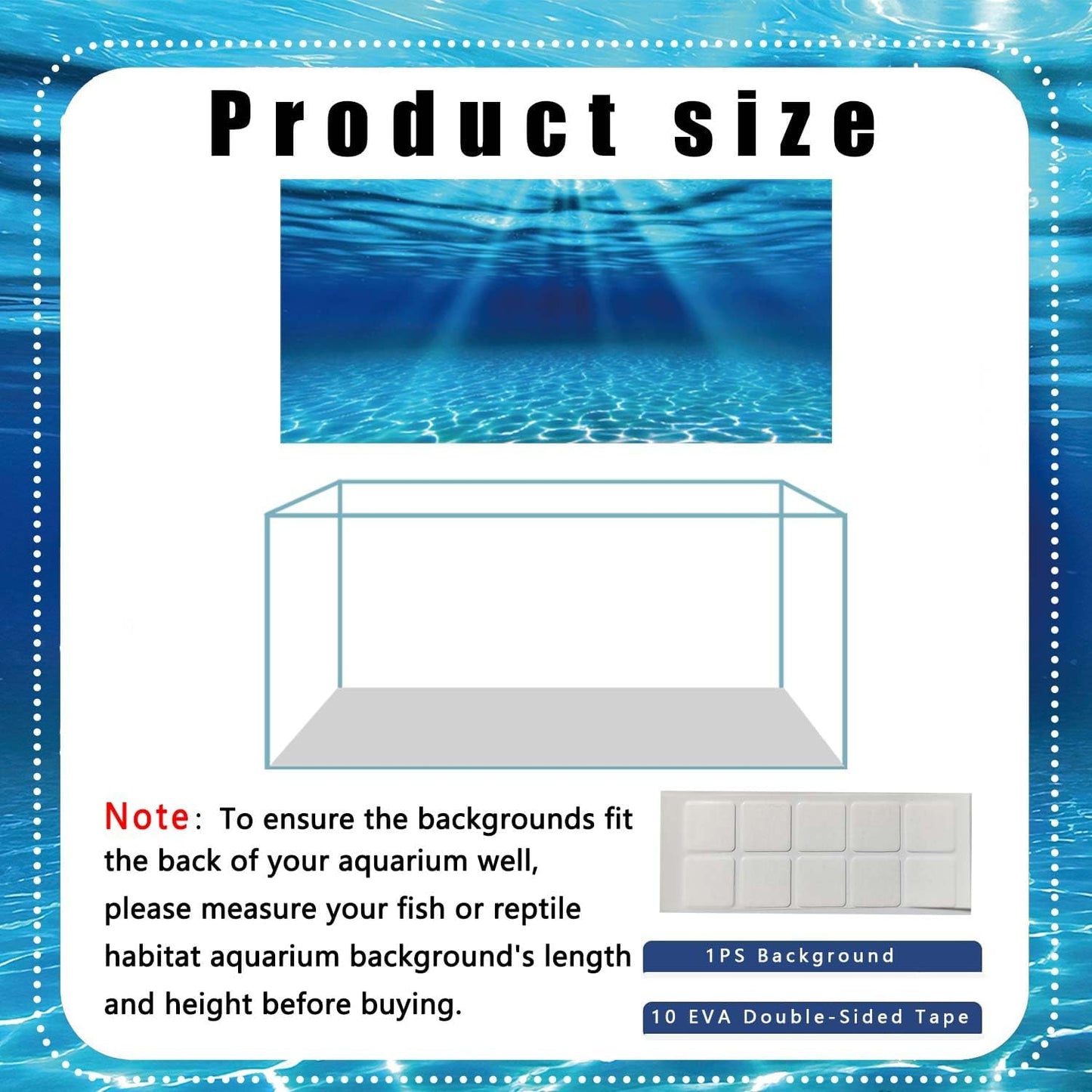 Natural Undersea Aquarium Background, Underwater Ocean Sunlight Fish Tank Background 24X12IN with 8 EVA Double-Sided Tape