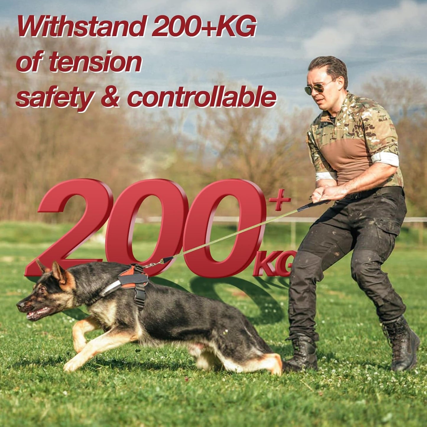 Green 4FT Dog Leash for Large Dogs Night Walking Reflective Heavy Duty Chew-Resistant Nylon Leash with Padded Handle and 360° Swivel Clip Strong for Medium to Large Breeds