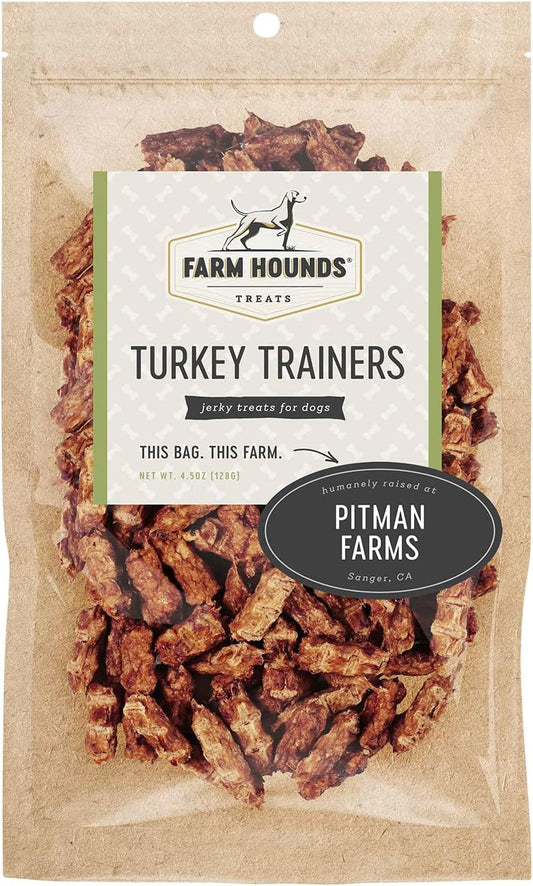 Farm Hounds - Turkey Trainers - Premium Natural Jerky for Dogs - 100% Humanely Raised Turkey - Easy-Break - Great for Training & Treats - No Added Fillers - Made in USA - 4.5 oz - 1 Pack