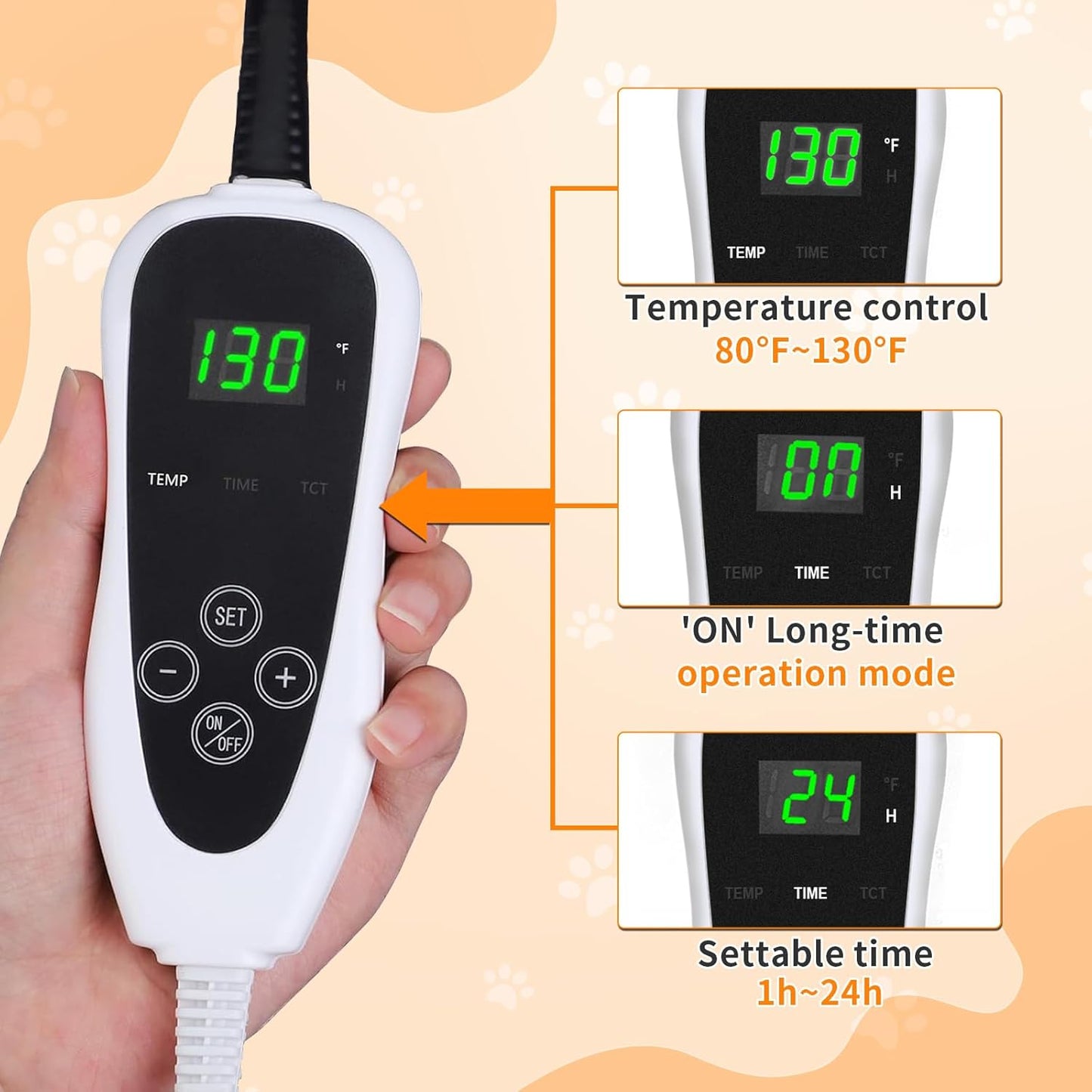 Dog Heating Pad，32×20 In Heating Pad For Dogs, Intelligent Temperature Control Switch With Normally Open On Function,Whelping Box With Reinforced Electric Wire Rope, Plush Fabric Cotton Cover-Apricot