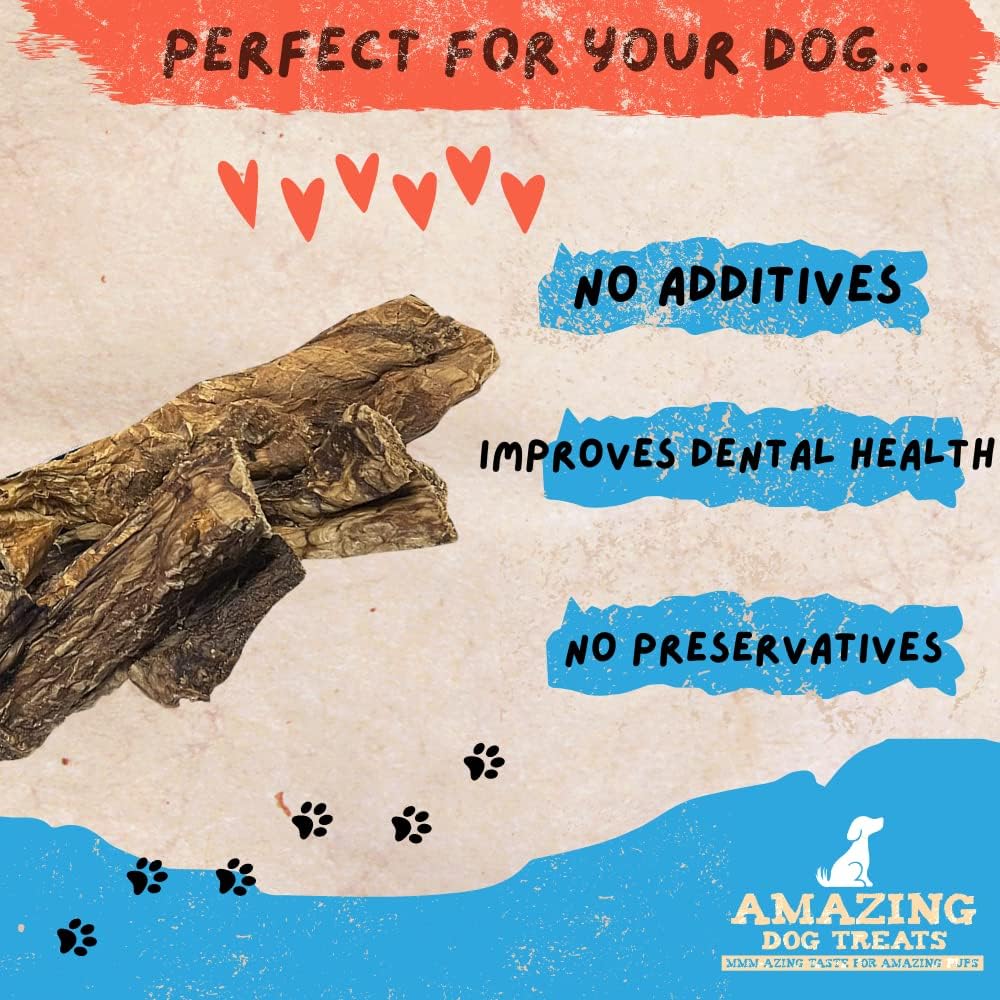 Amazing Dog Treats - Mega Thick Beef Lung Jerky Rewards | 100% Natural, High-Protein, Low-Fat, Grain-Free | (10 Pc/Pk)