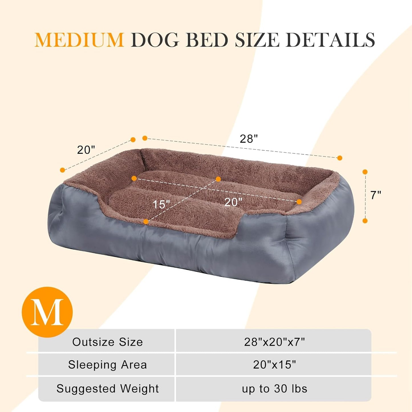 Small Dog Bed, Soft Breathable Dog Bed Machine Washable, Pet Bed with Anti-Slip Bottom