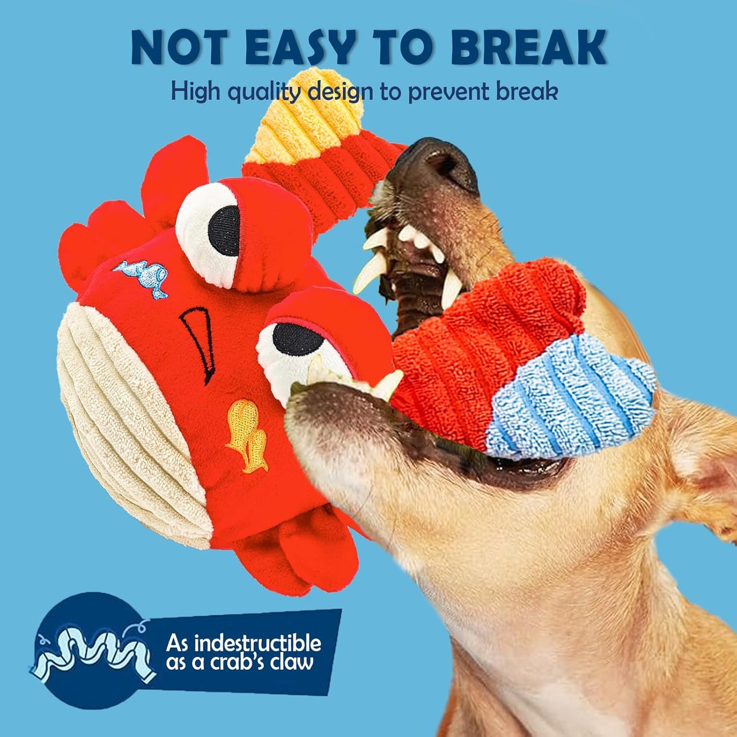 Interactive Dog Toys - Bouncing Crab with Music and Recording, Moving Ball for Small/Medium/Large Puppy to Keep Them Busy for Boredom, Smart Motion Activate Pet Toy, Rehargeable (Angry-Looking)