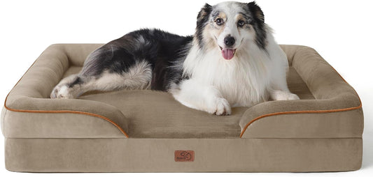 Bedsure XL Orthopedic Dog Bed for Extra Large Dogs - Washable XLarge Dog Cat Bed Waterproof, Comfort Dogs Couch Sofa with Washable Removable Cover, Pet Bed with Nonskid Bottom, Hazel, 42"