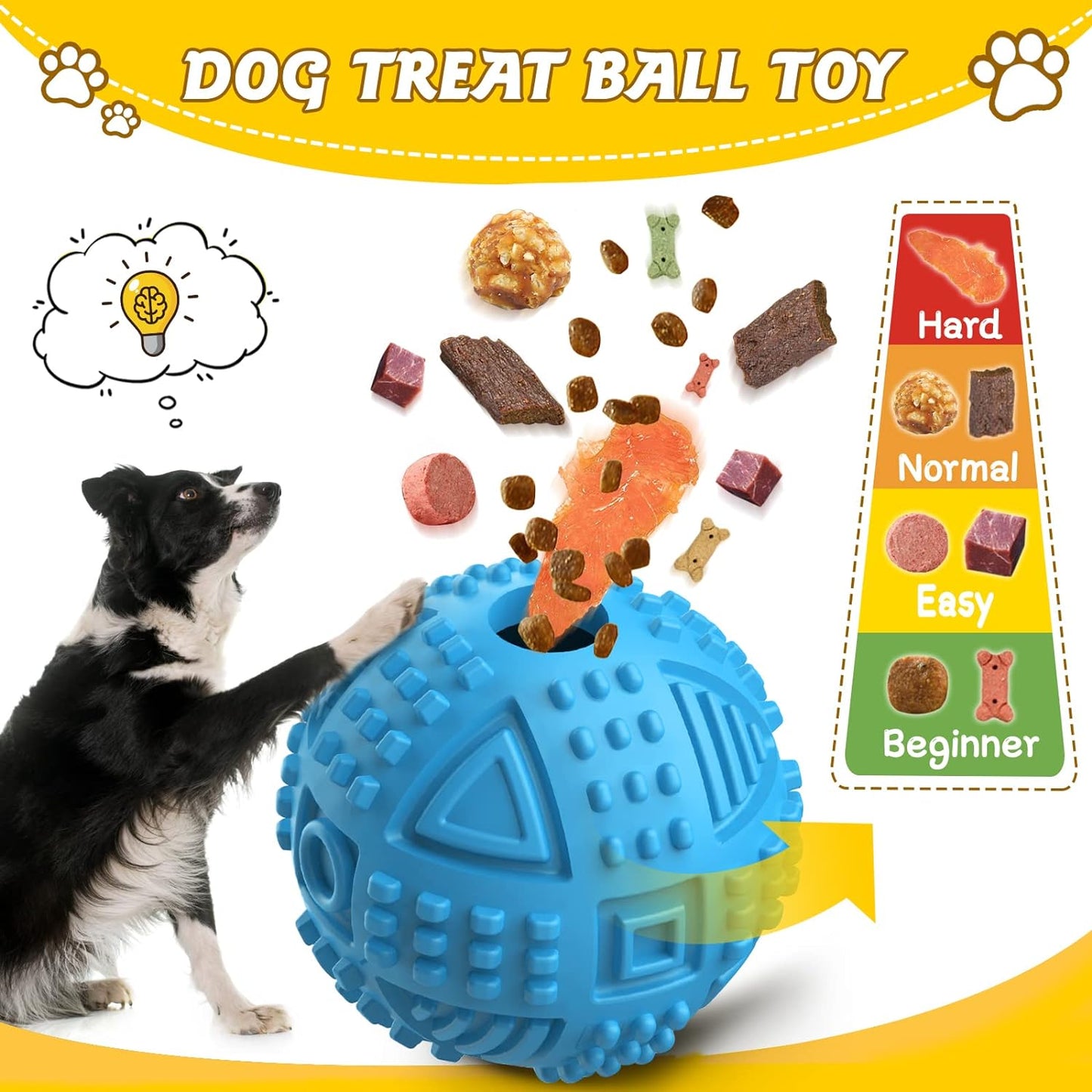 LEGEND SANDY Dog Balls Treat Dispensing Dog Toys for Aggressive Chewers Large Breed, Nearly Indestructible Squeaky Puppy Chew Toys for LargeBreeds, Natural Rubber Doggie Puzzle Toys, Pet Treat Ball