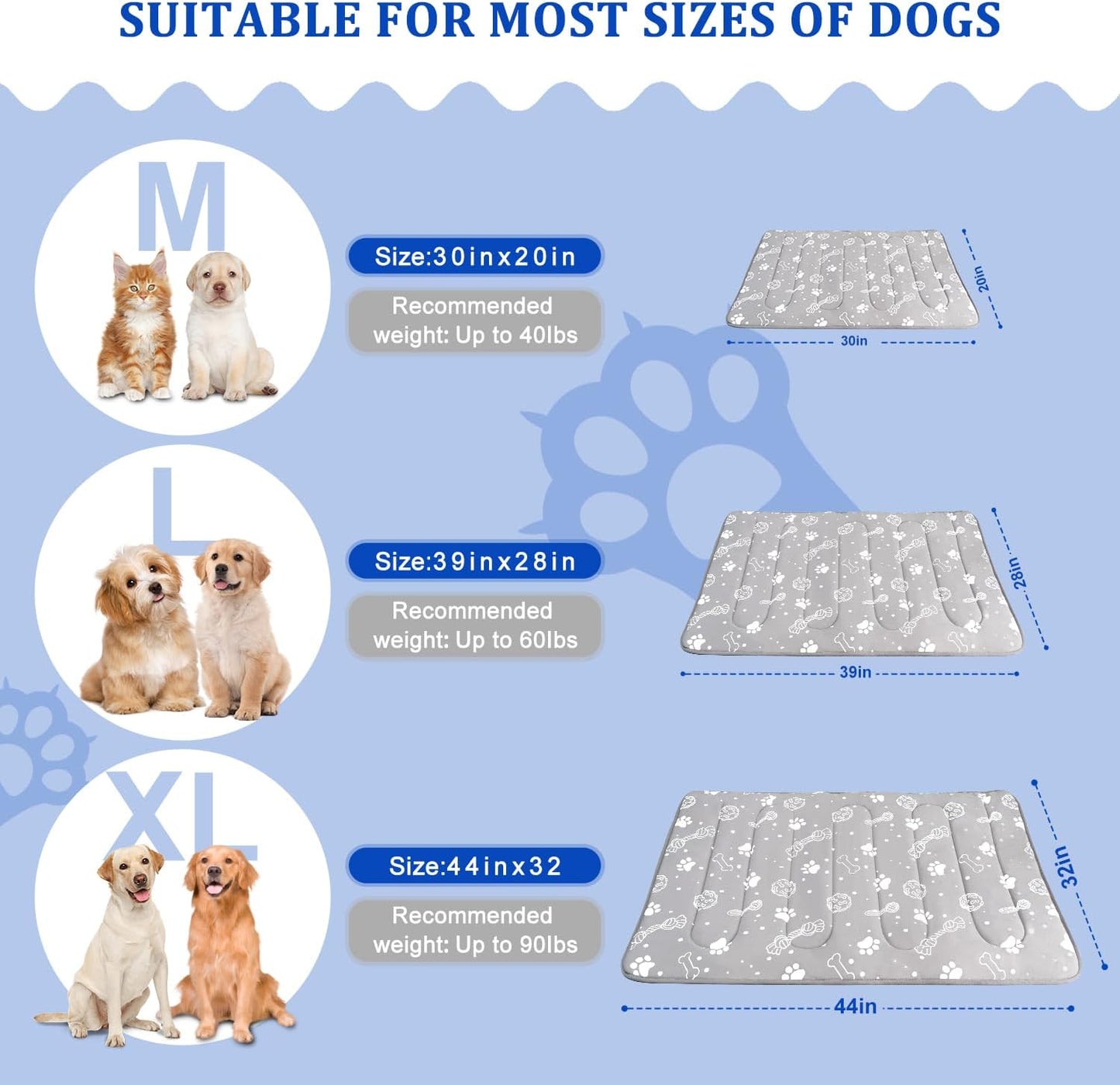 MH MYLUNE HOME Upgrade Cooling Mat for Pets,30”x20” 300g Reinforced Padding & Arc-Chill Fiber, Heat-Absorbing Color-Changing Pet Pad, Foldable Summer Bed