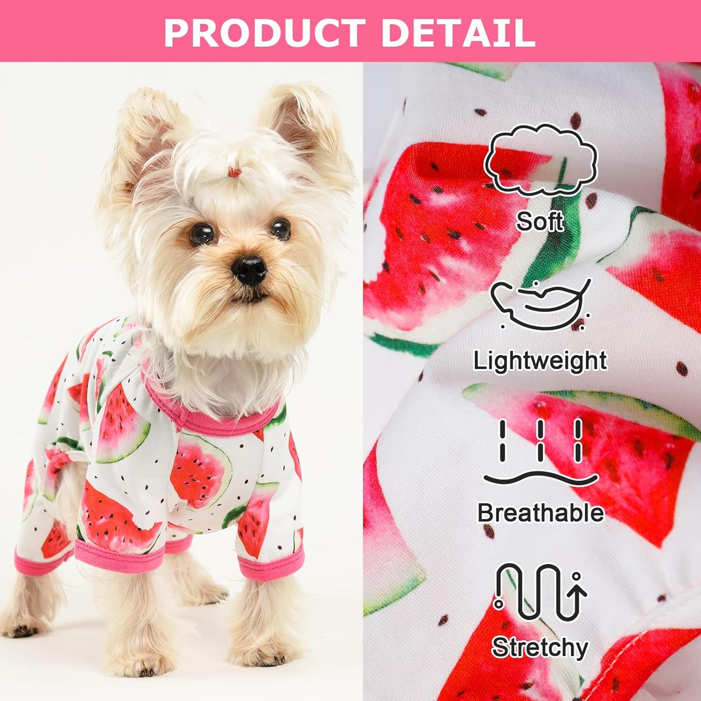 Dog Pajamas for Small Dogs - Dog Pjs - Cute Dog Pet Clothes Onesies Outfits for Doggie Girl Summer Shirts Sleeper for Pet Cats Jammies Puppy Teacup Clothes, Red