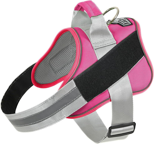 Bolux Dog Harness, No-Pull Reflective Dog Vest, Breathable Adjustable Pet Harness with Handle for Outdoor Walking - No More Pulling, Tugging or Choking (Fuchsia, Large (Pack of 1))