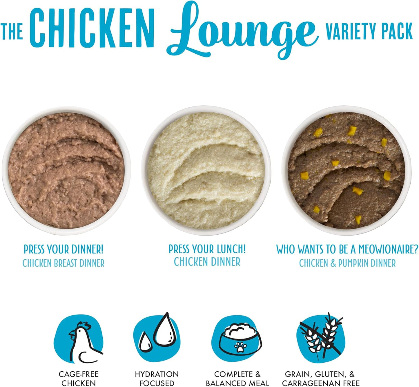 Weruva Wet Cat Food, The Chicken Lounge Paté Variety Pack, 3oz Can, Pack of 12