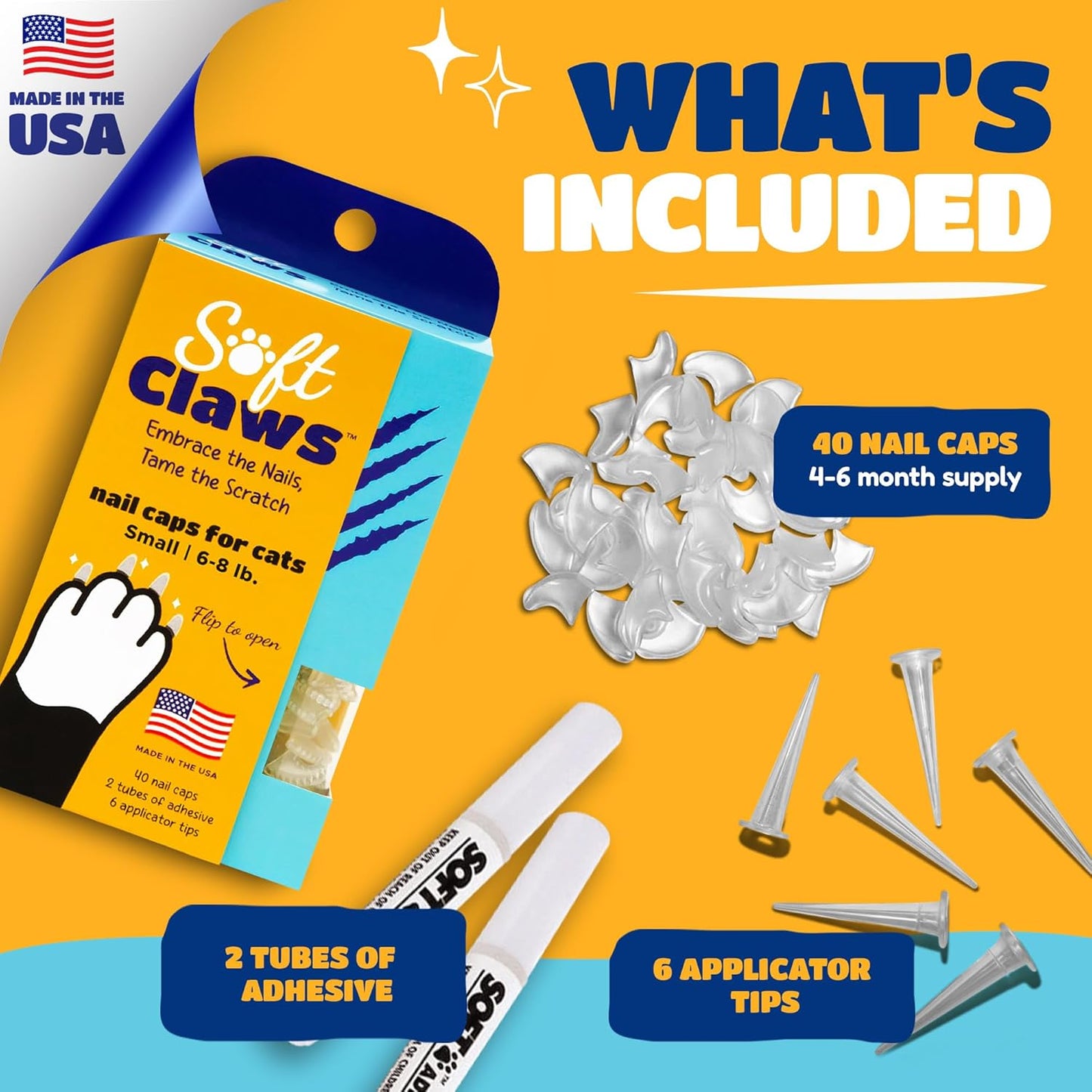 Soft Claws Cat Nail Caps for Medium Cats – (40 Caps, Purple) - Veterinarian-Developed | Protects Furniture & Skin - Easy to Apply, Long-Lasting Anti-Scratch Soft Cat Claw Covers