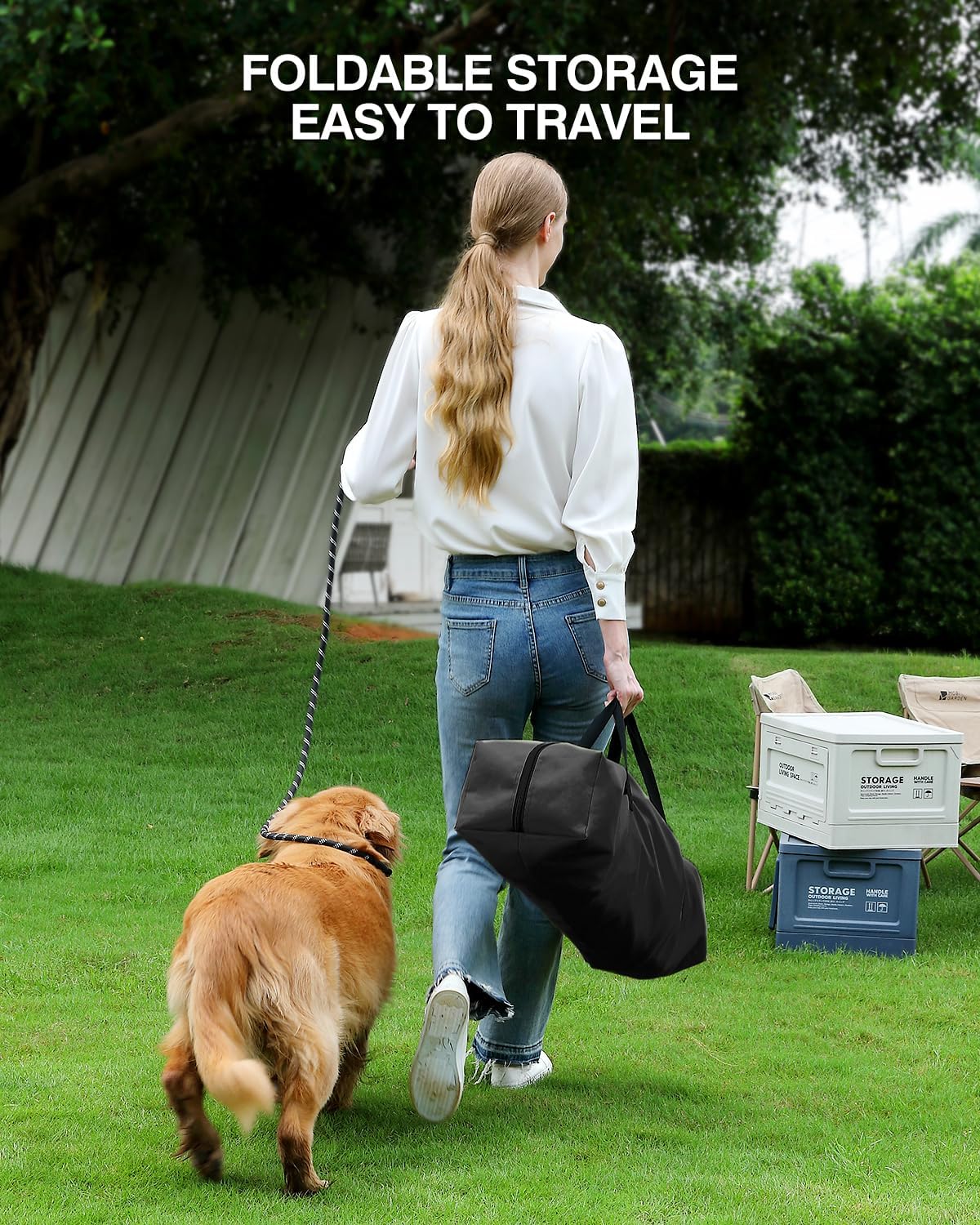 24-Inch Collapsible Travel Dog Crate, Portable 4-Door Soft Kennel for Medium to Large Dogs, Durable Mesh Windows, Indoor/Outdoor Use, Foldable, with Storage Bag (Black)