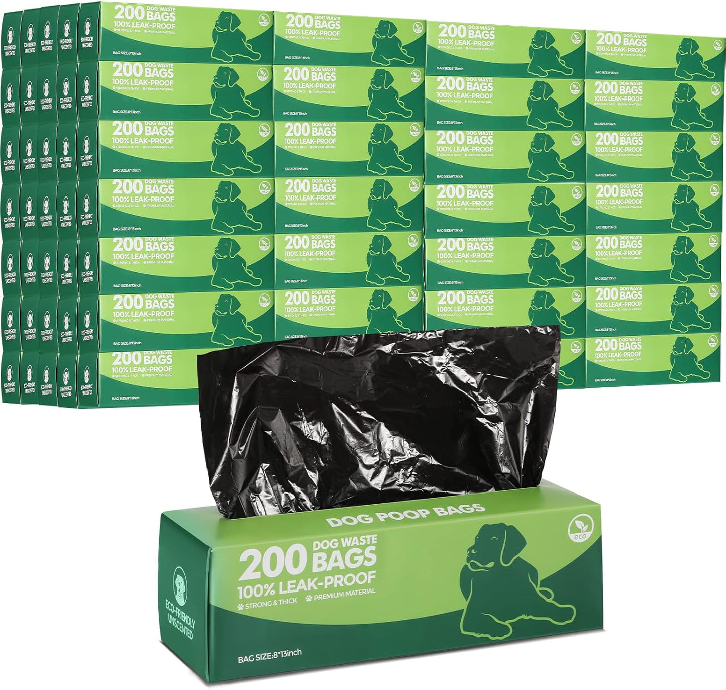 Sherr 20 Boxed Rolls 4000 Counts Dog Poop Bags Bulk Leak Proof Dog Waste Bags Universal Pet Doggy Waste Poop Box for Puppy Pets Outdoor Walking and Travel, 20 Rolls of 200(Black)