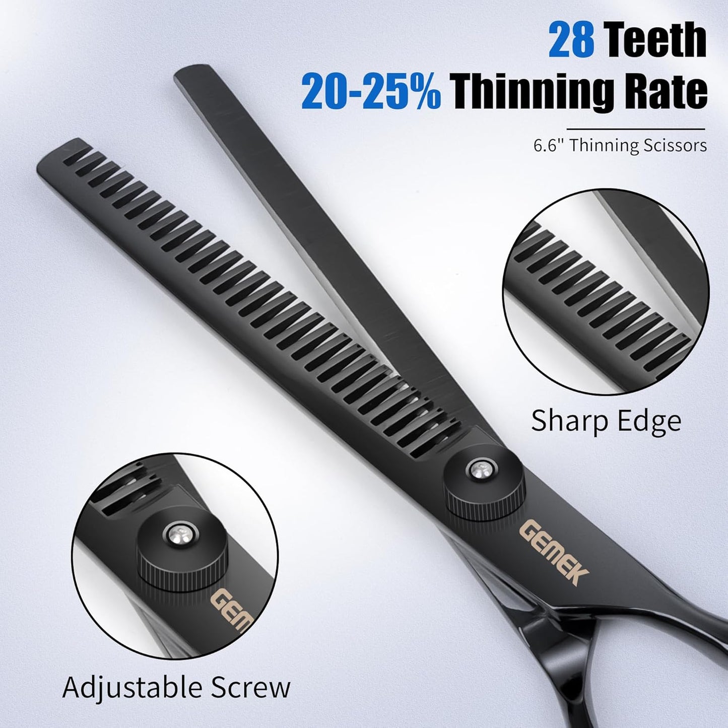 Dog Grooming Scissors Kit with Safety Round Tips, GEMEK Professional 5 in 1 Grooming Scissors for Dogs (Black 5 in 1)