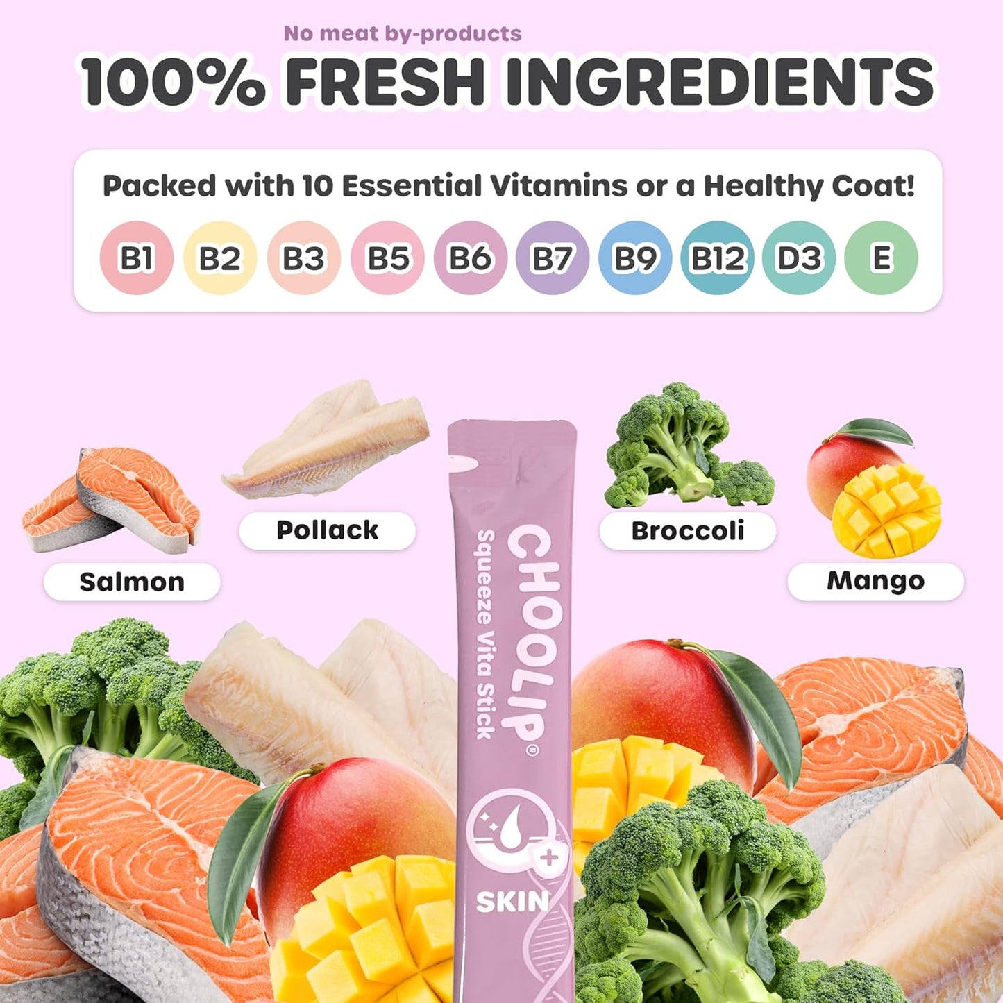 Squeeze Vita Stick Lickable Treats for Dogs & Cats. 7 Skin & Coat Support Sticks with Essential multivitamins. Soft and Tasty Paste for All Life Stages, Supporting Skin Health